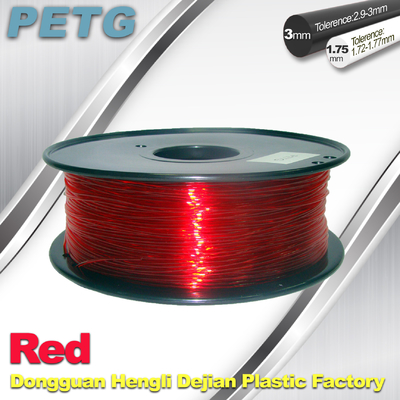 Hight 투명한 빨강 PETG 3D 인쇄 기계 필라멘트 산과 알칼리 저항 1.0kg/목록