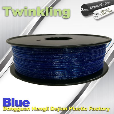 파란 색깔 가동 가능한 3D 인쇄 기계 필라멘트 1.75 3.0mm 반짝반짝 빛나는 필라멘트 200°C - 230°C