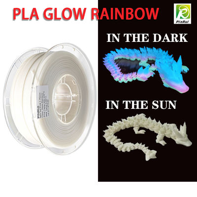 PINRUI 빛 레인보우 PLA 1kg 1.75mm 레인보우 흰색 3D 프린터 필라멘트 3D 프린터에 어두운 플라스틱에서 색을 변경